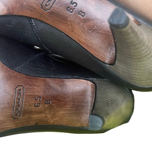 Coach Legra Black Soft Genuine Leather Fringe Tassel Heeled Midi Boots - Picture 10 of 10